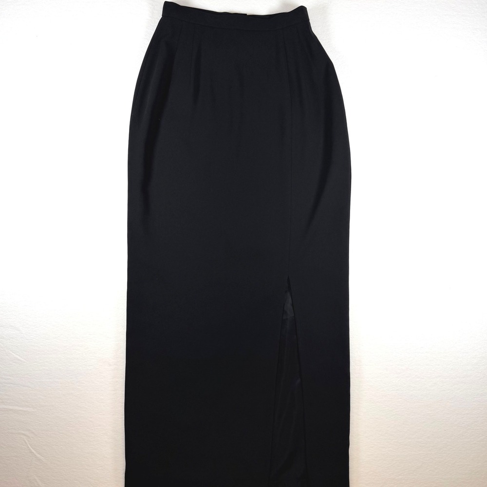 Adrianna Papell Evening Black Maxi Skirt Side Slit Formal Petite 4P